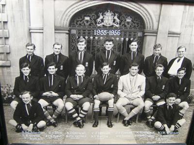 cc01157 1955 rugger.jpg; cc01157; 1955 - 1956 Christ's Rugger team; Photograph